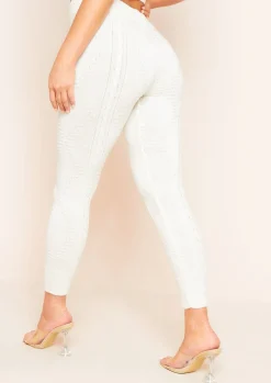 Loungewear|Joggers*Missy Empire Flynn Cream Cable Knitted Ribbed Joggers