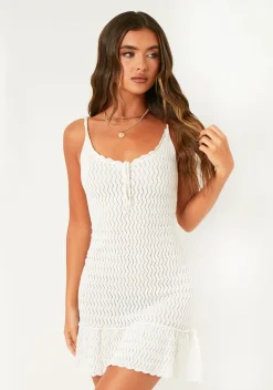 Knitted Dresses|Knitwear*Missy Empire Freya Drop Hem Knitted Dress White