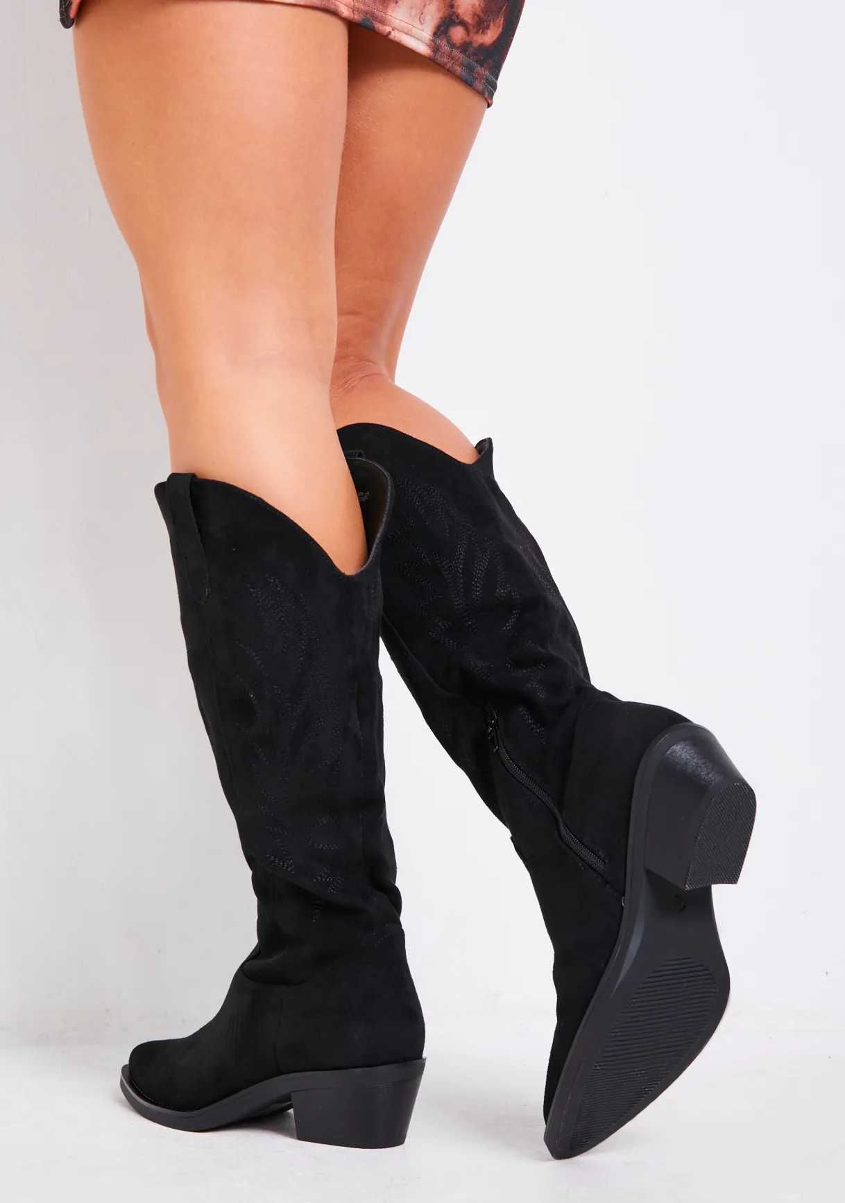 Boots*Missy Empire Gabby Black Suede Cowboy Boots