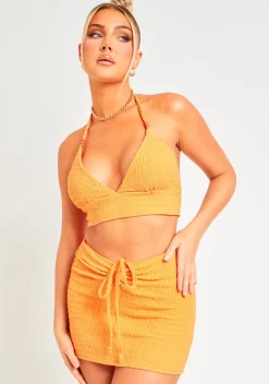 Tops|Co-Ords*Missy Empire Gina Orange Textured Bead Detail Bralette