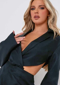 Long Sleeve Dresses|Little Black Dresses*Missy Empire Grace Black Cut Out Blazer Dress