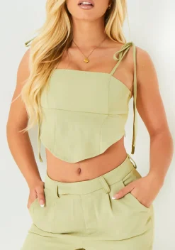 Tops|Co-Ords*Missy Empire Hallie Sage Tie Strap Corset Top