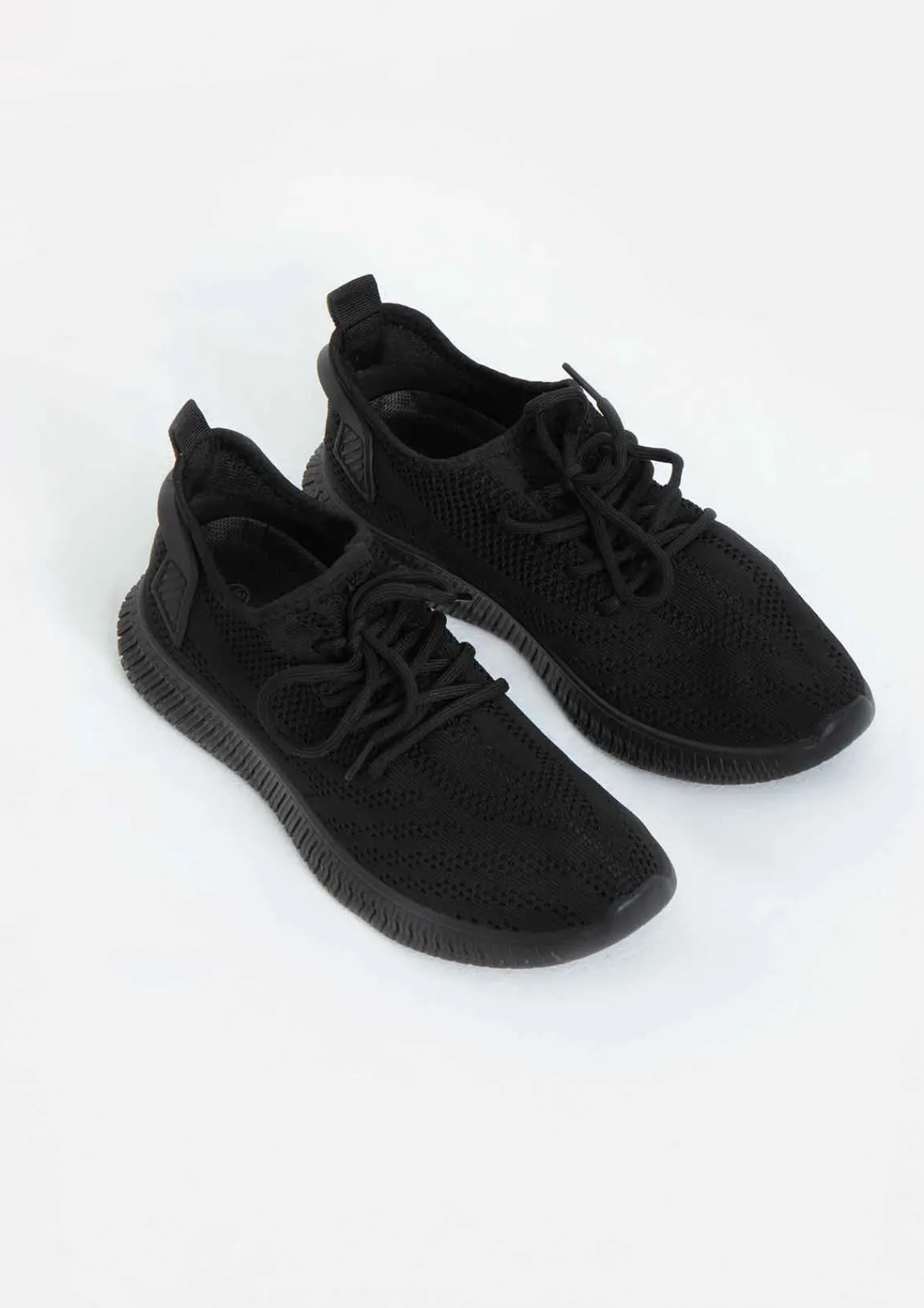 Rave Outfits|Trainers*Missy Empire Hannah Black Knitted Trainers