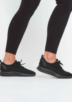 Rave Outfits|Trainers*Missy Empire Hannah Black Knitted Trainers