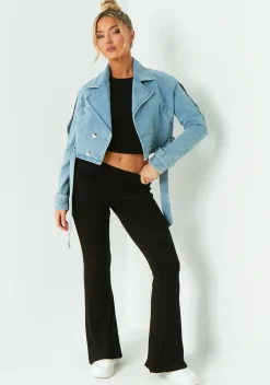 Denim|Coats & Jackets*Missy Empire Harlee Blue Denim Oversized Biker Jacket