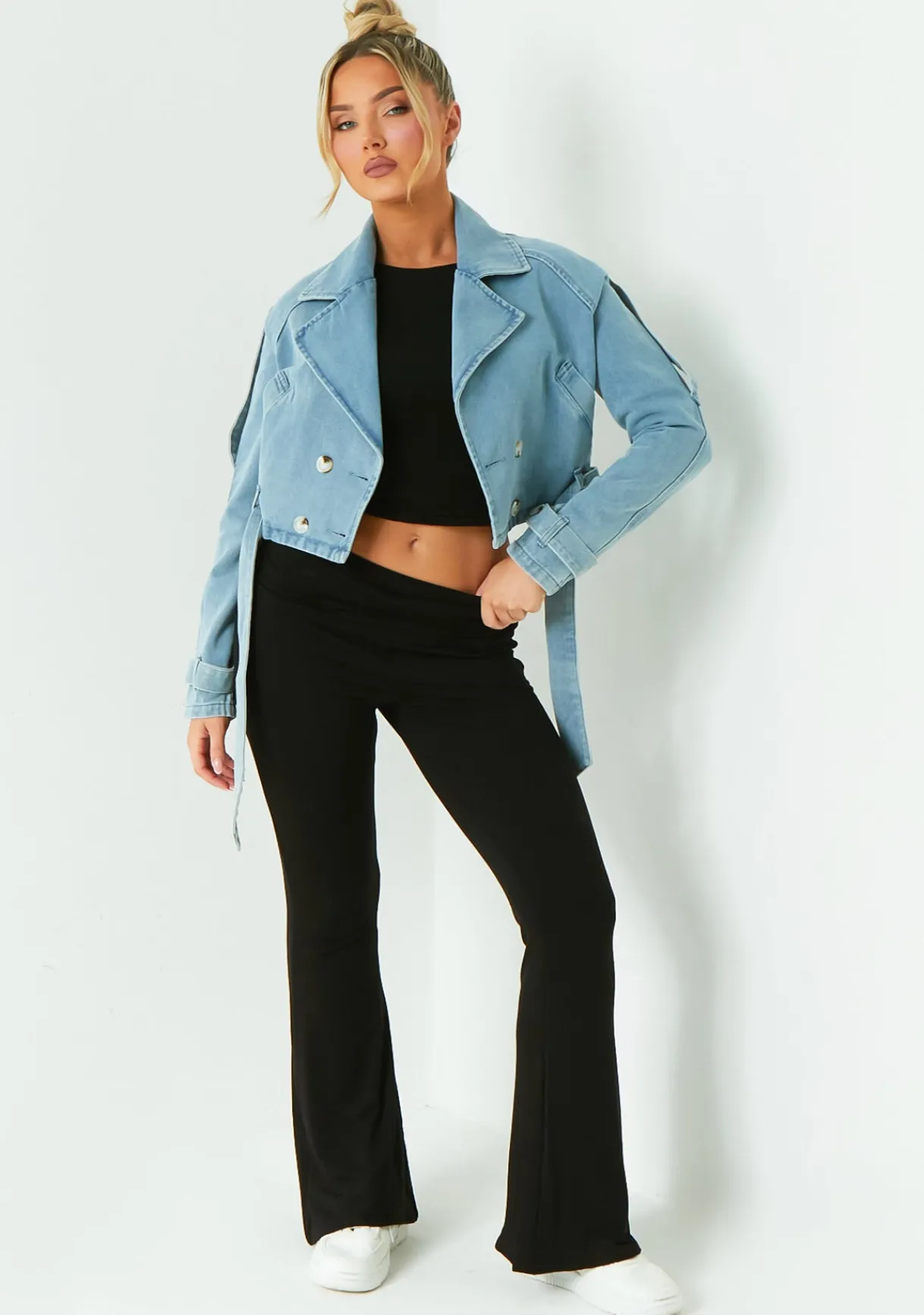Denim|Coats & Jackets*Missy Empire Harlee Blue Denim Oversized Biker Jacket