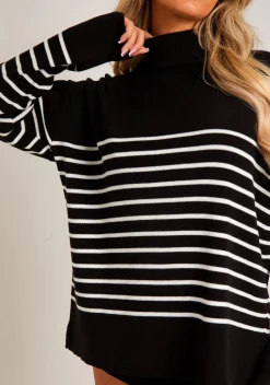 Knitted Dresses|Knitwear*Missy Empire Harriett & White High Neck Oversized Long Sleeve Jumper Black