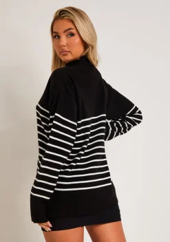 Knitted Dresses|Knitwear*Missy Empire Harriett & White High Neck Oversized Long Sleeve Jumper Black