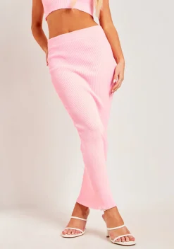 Skirts|Knitwear*Missy Empire Hayley Rib Knit Midaxi Skirt Pink