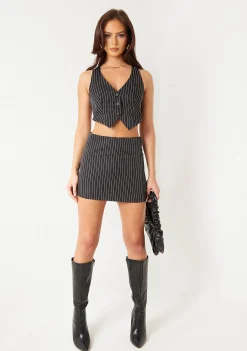 Skirts|Co-Ords*Missy Empire Hazel Black Pinstripe Mini Skirt