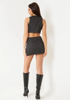 Skirts|Co-Ords*Missy Empire Hazel Black Pinstripe Mini Skirt