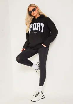 Airport Vibin'|Hoodies & Sweats*Missy Empire Hollie Borg Oversized Sport Hoodie Black