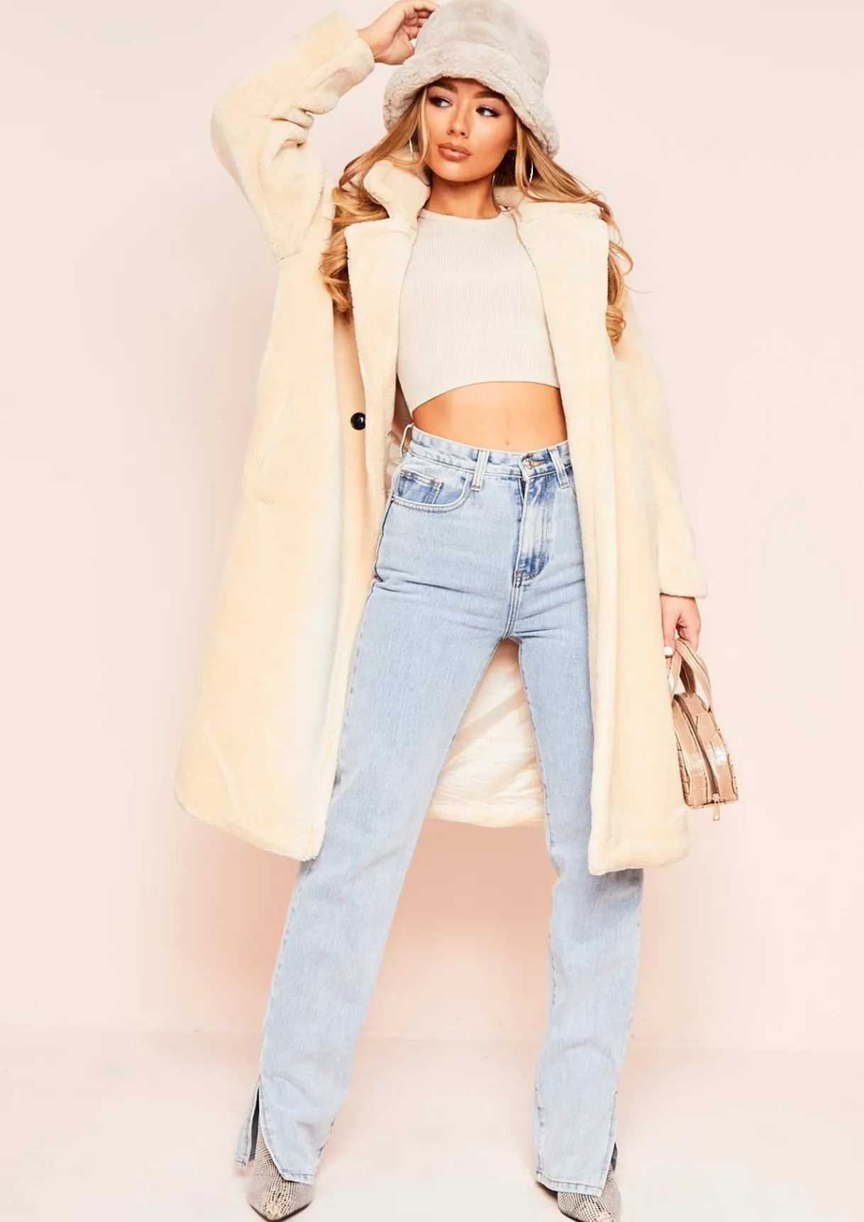 Tops|Basics*Missy Empire Holly Ribbed Racer Crop Top Beige