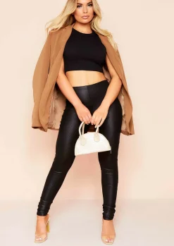 Tops|Basics*Missy Empire Holly Ribbed Racer Crop Top Black