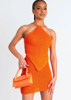Concert Outfits|Skirts*Missy Empire Immy Knitted Mini Skirt Orange