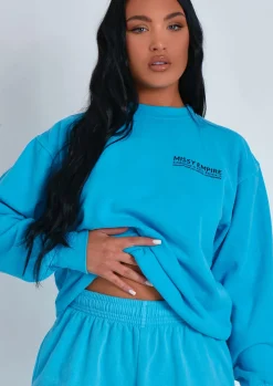 Tracksuits|Loungewear*Missy Empire Imogen Text Oversized Joggers Blue