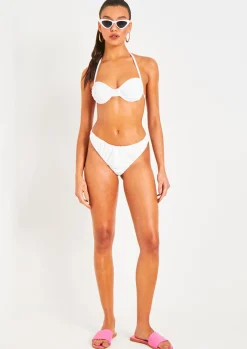 Swimwear|Beachwear*Missy Empire Irla Halterneck Ruched Detail Underwire Bikini Top Ivory