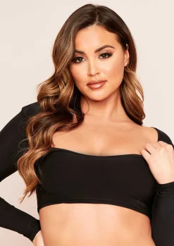 Tops|Basics*Missy Empire Isabella Double Layer Crop Top Black