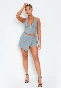 Skirts|Co-Ords*Missy Empire Isla Grey Belt Utility Skort