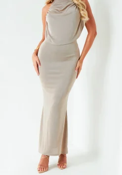 Skirts|Co-Ords*Missy Empire Issy Stone Column Skirt Beige
