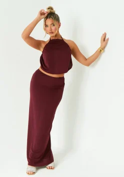 Skirts|Co-Ords*Missy Empire Issy Wine Column Skirt Red