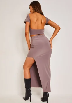 Skirts|Co-Ords*Missy Empire Ivy Mocha Super Soft Split Maxi Skirt