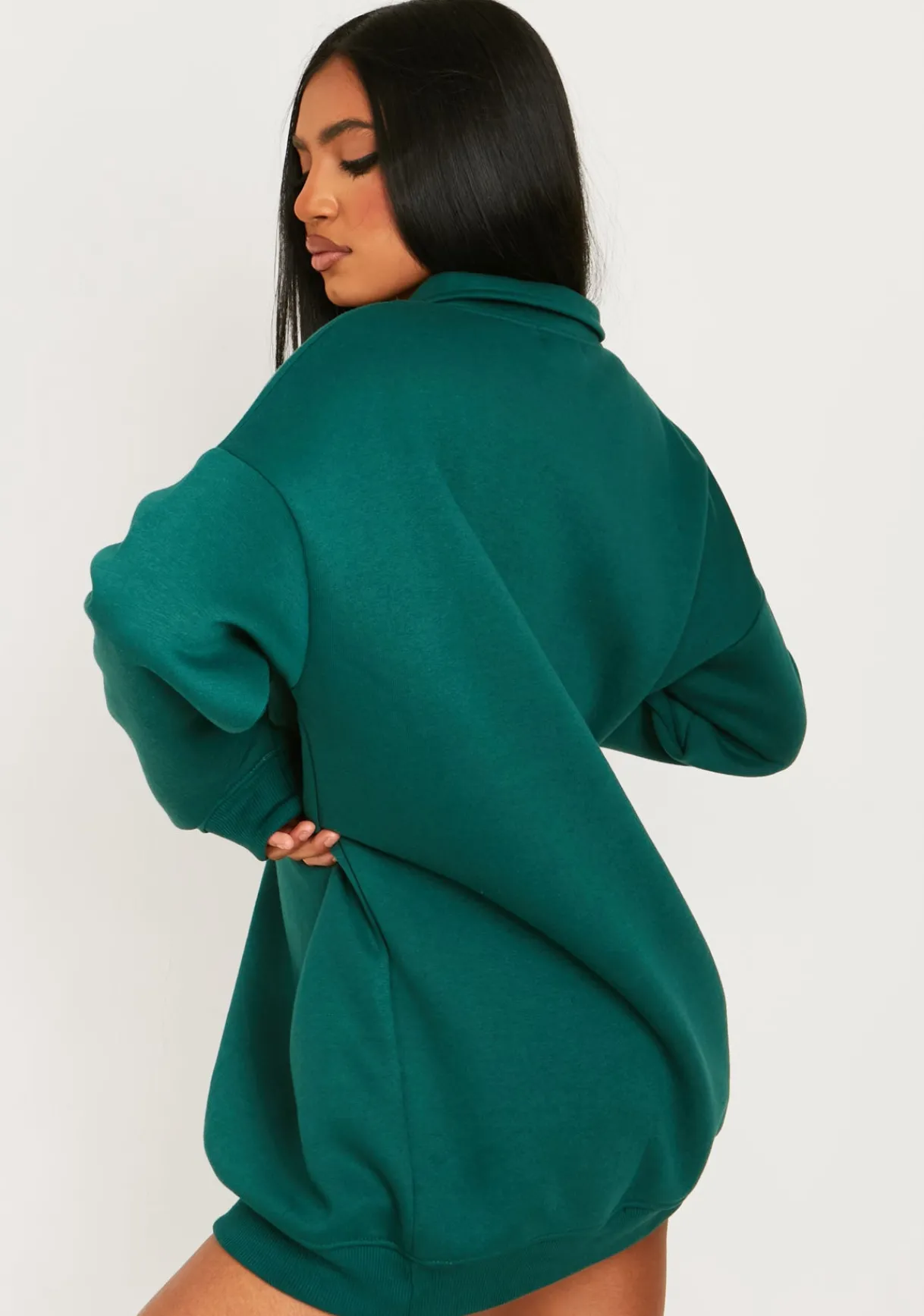 Mini Dresses|Casual Dresses*Missy Empire Jamilla Ski Paradise Embroidered Half Zip Sweater Dress Dark Green