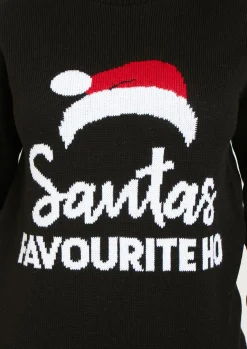 Knitwear*Missy Empire Jenna Black Knitted 'Santas Favourite Ho' Oversized Jumper