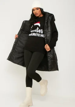 Knitwear*Missy Empire Jenna Black Knitted 'Santas Favourite Ho' Oversized Jumper