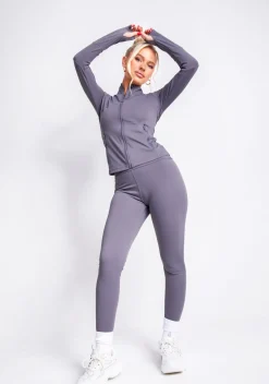 Gym Tops|Coats & Jackets*Missy Empire Jenna Active Long Sleeve Jacket Charcoal