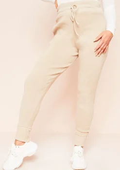 Airport Vibin'|Loungewear*Missy Empire Jenniya Knitted Jogger Bottoms Beige