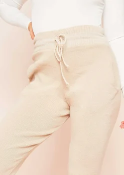 Airport Vibin'|Loungewear*Missy Empire Jenniya Knitted Jogger Bottoms Beige