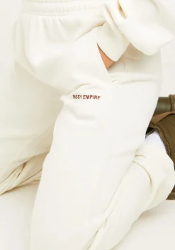 Airport Vibin'|Tracksuits*Missy Empire Jianna Embroidered Cuffed Joggers Cream