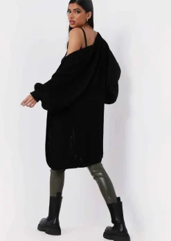Airport Vibin'|Knitwear*Missy Empire Jimena Balloon Sleeve Knitted Cardigan Black