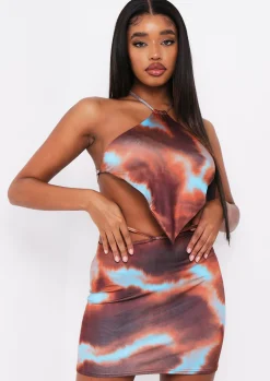 Skirts|Co-Ords*Missy Empire Josie Chocolate Print Double Strap Mini Skirt
