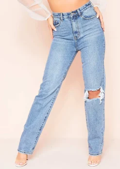 Jeans|Denim*Missy Empire Juditha Denim Ripped Knee Straight Leg Jeans