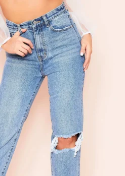Jeans|Denim*Missy Empire Juditha Denim Ripped Knee Straight Leg Jeans