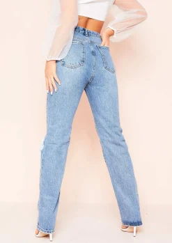 Jeans|Denim*Missy Empire Juditha Denim Ripped Knee Straight Leg Jeans