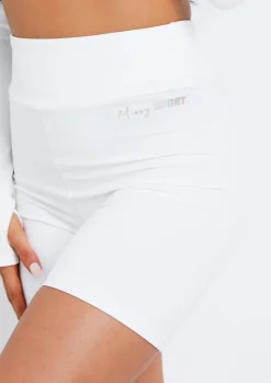 Gym Bottoms|Shorts*Missy Empire Kacey Missy Sport Ruched Bum Gym Shorts Cream