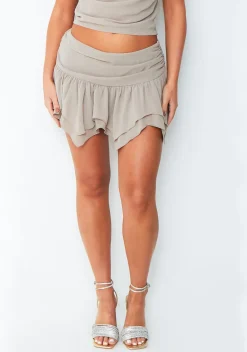 Skirts|Co-Ords*Missy Empire Kacie Mocha Mid Rise Frill Mini Skirt