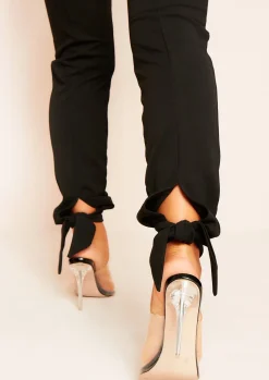 Trousers*Missy Empire Kadri Black Tie Hem Plain Trousers