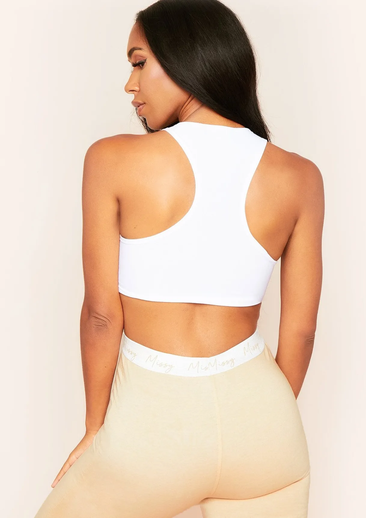 Tops|Basics*Missy Empire Kandee Extreme Racer Crop Top White