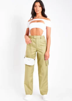 Concert Outfits|Airport Vibin'*Missy Empire Kara Olive High Rise Cargo Pants Green