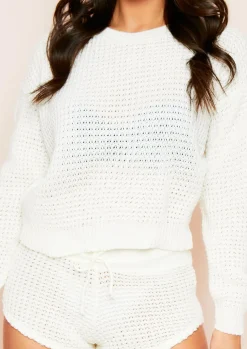 Shorts|Loungewear*Missy Empire Karin Cream Waffle Knit Jumper And Short Co-ord