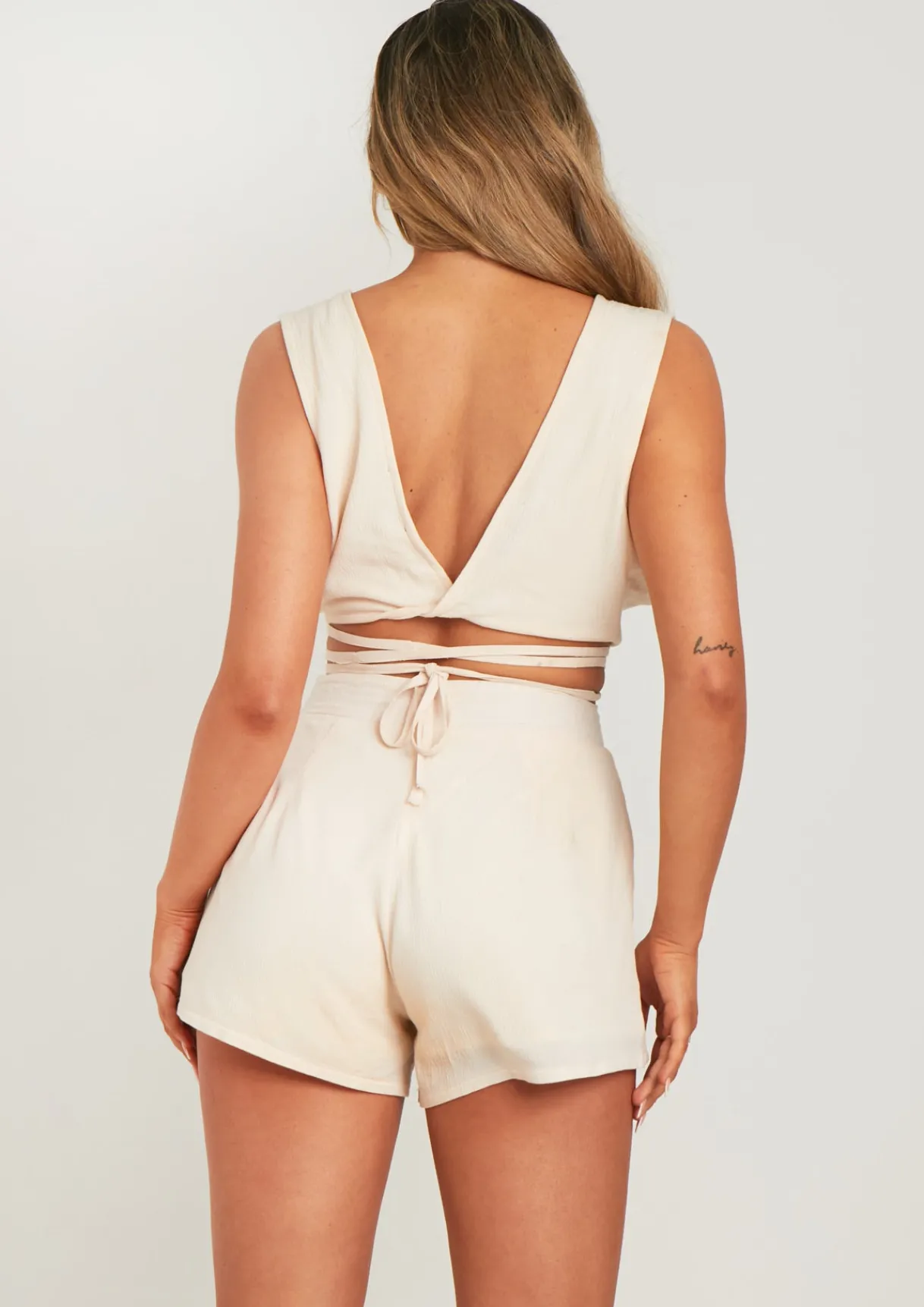 Shorts|Co-Ords*Missy Empire Kariss Ivory Linen Look Floaty Shorts
