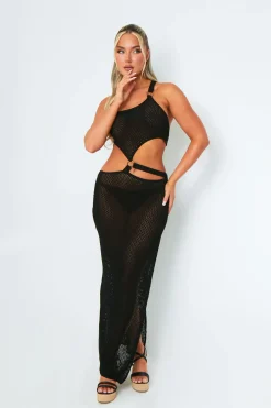 Maxi Dresses|Going Out Dresses*Missy Empire Katie One Shoulder Side Cut Out Maxi Dress Black