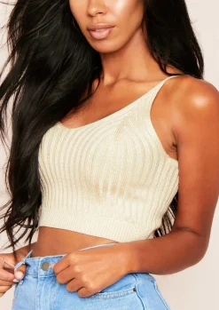 Airport Vibin'|Tops*Missy Empire Katy Knitted Rib Crop Top Beige
