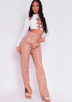 Tops*Missy Empire Keeley Cut Out Long Sleeve Crop Top White
