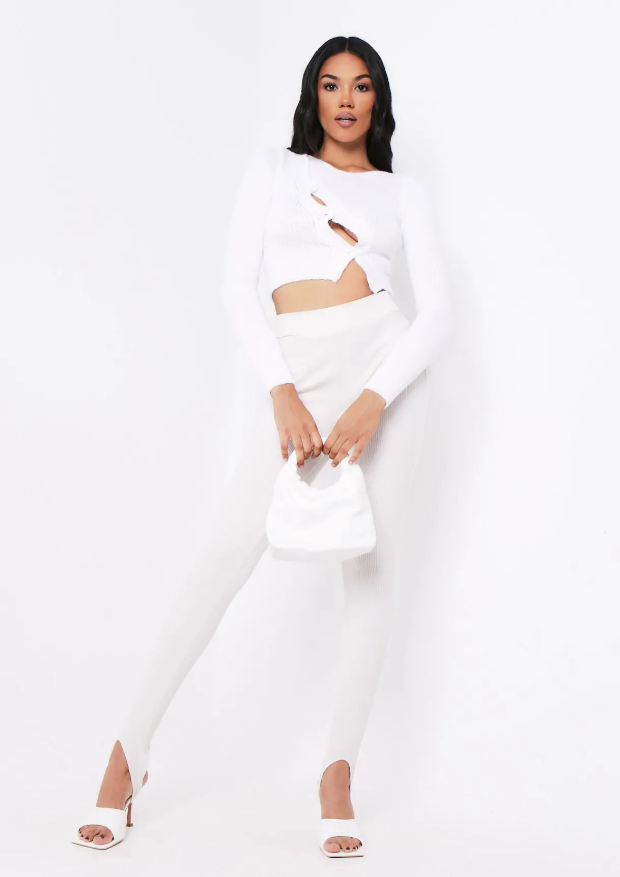 Knitwear*Missy Empire Kehlani Cream Knitted Button Up Cropped Cardigan