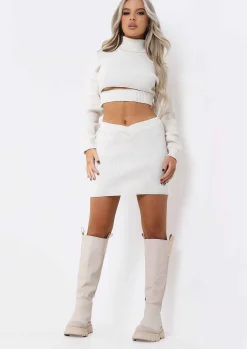 Airport Vibin'|Knitwear*Missy Empire Keilani Knitted Crop Jumper Co-ord Cream